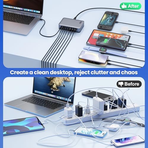 USB C Charger Block 515W[2025 Upgraded] GaN IV 8 Port Fast Charging Station Hub,Dual PD 100W USB C Laptop Charger Compatible with MacBook Pro/Air,iPad,iPhone 16/15,Galaxy S23/S24 Steam Deck Dell XPS - Image 6