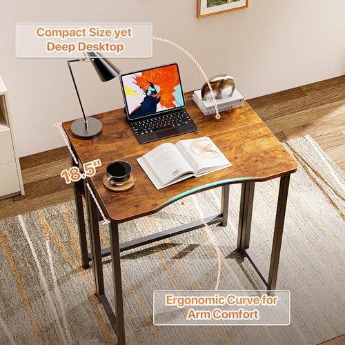 Huuger Folding Desk with Storage Shelf, 23.6 Inch Foldable Computer Table - Image 5