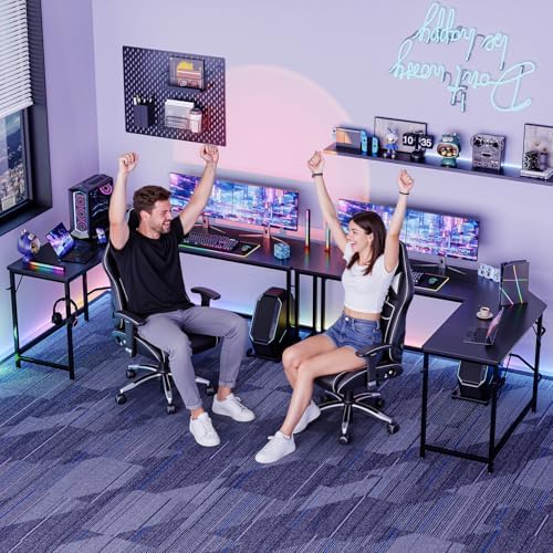 DUMOS 66" L Shaped Gaming Computer Desk, Sturdy Corner Table - Image 4