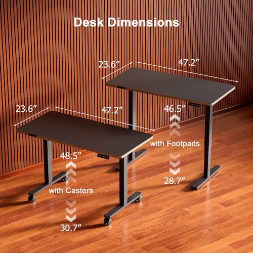 48 Inch Standing Desk with Wheels, USB-C Port, Cable Management - Image 3