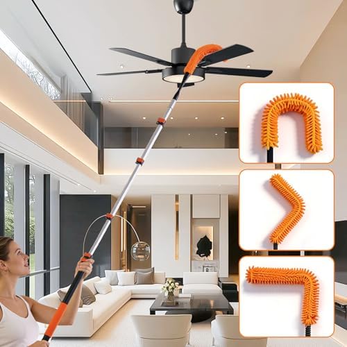 35FT High Reach Duster Kits with 5-29FT Extension Pole, Cobweb Duster with Telescoping Pole, Washable Ceiling Fan Cleaner & Window Squeegee for Glass Surfaces & High Roof - Image 6