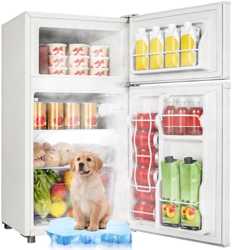 WANAI 3.5 Cu.Ft White Mini Fridge With Freezer Compact Refrigerator Dorm by WANAI%C2%AE