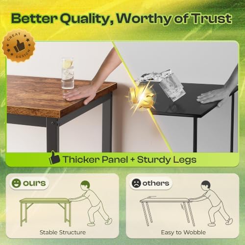 PRAISUN 47.2 x 19.7 Inch Computer Desk, 0.95'' Thicker, Duty, Rustic Brown - Image 6