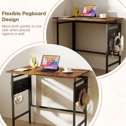 Hadulcet Folding Desk 40" Foldable Desk with Removable Pegboards - Image 4