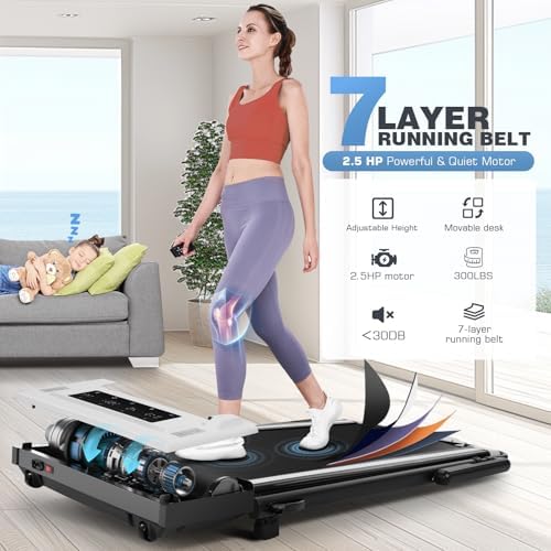 ANCHEER Walking Pad with 15% Incline, Foldable Treadmill with Handle & Desk - Image 4