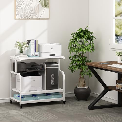 Fannova 32.3"x18.9"x32.1" Extra Large White Printer Stand with Storage - Image 6