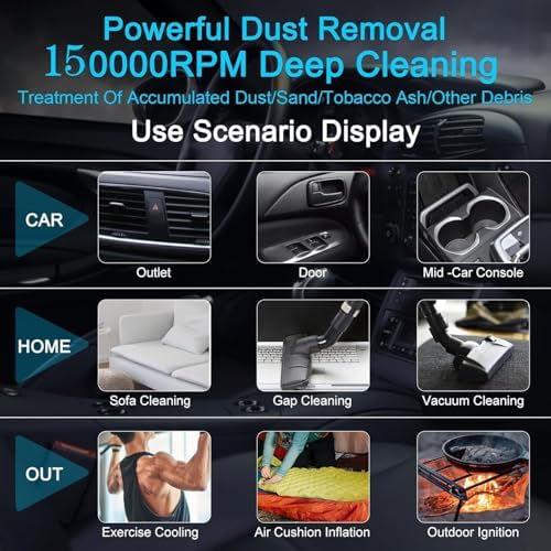 X3 PRO Compressed Air Duster-150000RPM Super Power Electric Air Duster, 4-Gear Adjustable Mini Blower with Fast Charging, Dust Blower for Computer, Keyboard, House, Outdoor and Car - Image 4