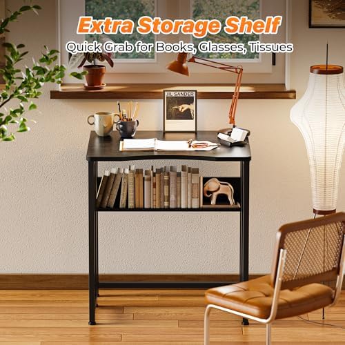 Huuger Folding Desk with Storage Shelf, 23.6 Inch Foldable Computer Table - Image 6