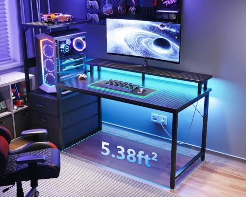 AODK Gaming Desk w/PC Showcase Stand, 52" Reversible, RGB LED - Image 2