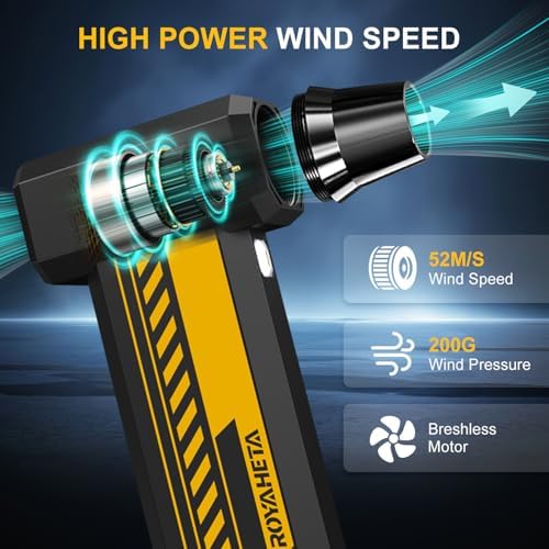Electric Compressed Air Duster Cordless: 130000RPM Air Blower with LED, 4-Gear Adjustable Mini Blower, Aluminum Alloy Body with 1/4 Nut, Electric Duster for Keyboard Car, Ideal for Home Office Gamers - Image 3