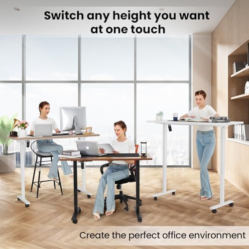 farexon 48x24 Inch Electric Standing Desk with Wheels, Brown - Image 4
