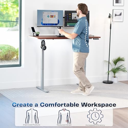 VIVO Dark Walnut 60 x 24 in Standing Desk, DESK-KIT-1G6D - Image 4