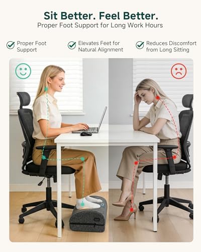 Snailax Heated Foot Rest Under Desk at Work, Ergonomic Vibration Foot Stool - Image 2