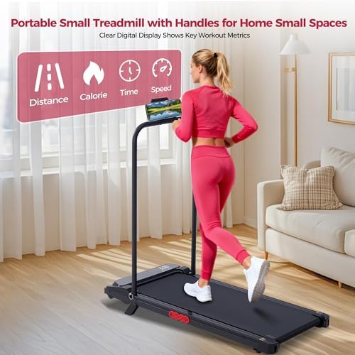 Small Treadmill for Home, Walking Pad Treadmill with Incline and Handle Bar, 3.0HP Electric Under Desk Treadmill for Small Space, 0.6-7.6MPH Portable Mini Exercise Treadmills, 350LBS Capacity - Image 5