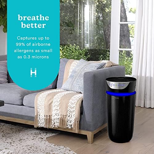 Homedics 5-in-1 UV-C Air Purifier - 360-Degree HEPA Filter for 1,593 Sq Ft, Extra Large Air Purifiers for Bedroom and Home, Essential Oil Pads, Built-In Timer, 5 Speed Settings for Large Rooms, Black - Image 2