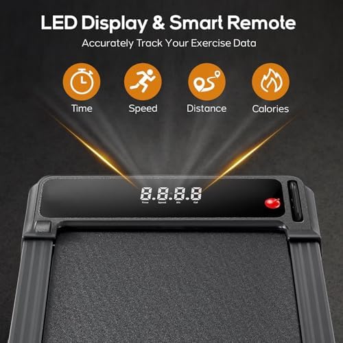 Walking Pad Under Desk Treadmill, Portable Compact Electric Walking Treadmill, Quiet Fitness Machine with Remote Control & LED Display for Home Office - Image 4