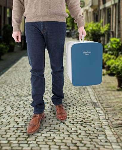 Cooluli 15L Mini Fridge for Bedroom - Car, Office Desk & College Dorm Room - 12v Portable Cooler & Warmer for Food, Drinks, Skincare, Beauty & Makeup - AC/DC Small Refrigerator with Glass Front, Blue,15 Liter - Image 4
