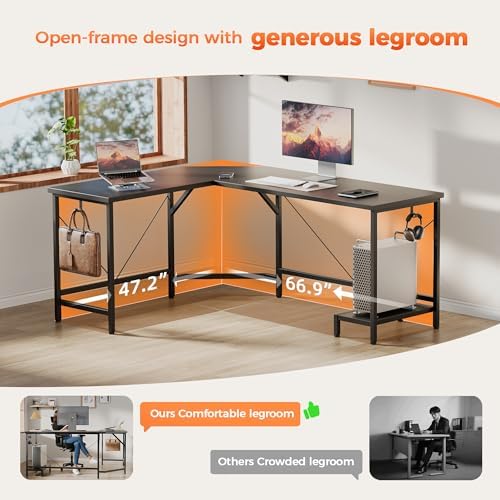 Mericonia 67 inch L Shaped Desk with CPU Stand, Large Corner Gaming Desk - Image 5