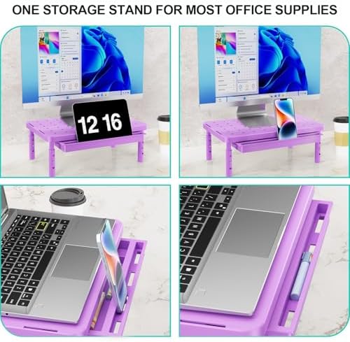 WALI Computer Monitor Stand with Storage, Monitor Riser 3 Height Adjustable - Image 3
