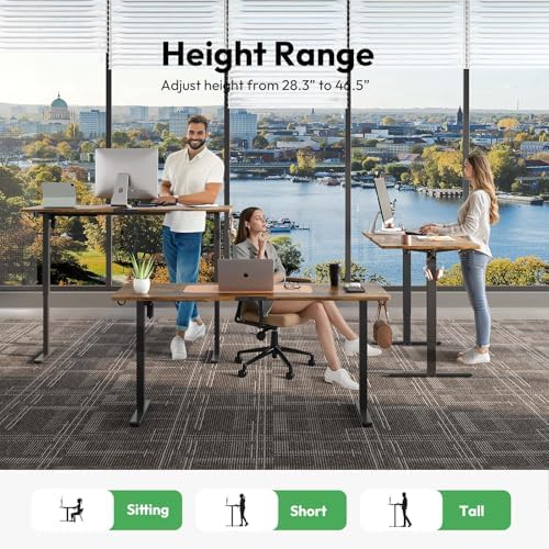 63 x 28 Inch Electric Standing Desk, 3 Memory Presets, Brown - Image 3