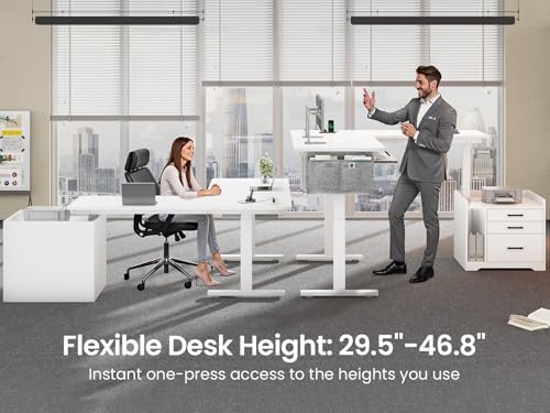 SEDETA L Shaped Standing Desk with File Cabinet, 3 Drawers, Power Outlet - Image 3