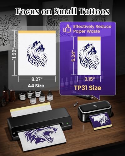 Phomemo Tattoo Stencil Printer -TP31 Mini Tattoo Maker with 30pcs Transfer Paper,Small Portable Tattoo Machine for Beginners/Enthusiast/Artists,Easy to Use with Smartphone,Pad- Black - Image 4