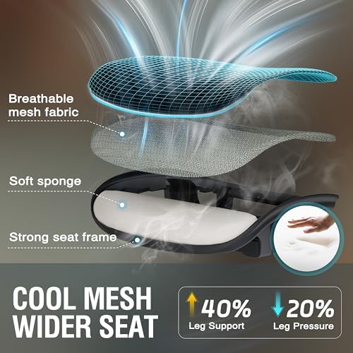 ELABEST Ergonomic Mesh Office Chair,Comfy Computer Desk Chair- BIFMA 5.1 Certified Commercial Swivel Task Chair for Home Office-Adjustable Lumbar Support & Armrests,Tilt Function,Wide Seat(Dusty Sage) - Image 6