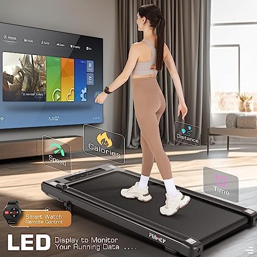 FUNMILY Upgrade Walking Pad Folding Treadmill with 12%/15% Incline & Handle Bar, 3.5HP Foldable Under Desk Compact Treadmills for Home/Office/Gym, 400+lb Capacity, Shock Absorption - Image 2