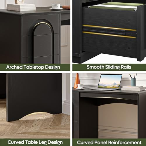 Bestier 47" Computer Desk with 3 Drawers, Executive Style, Black - Image 5