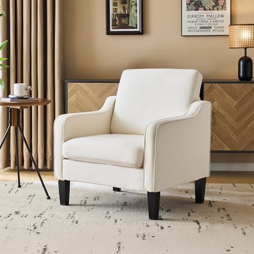 VINGLI Accent Chairs, Linen Upholstered Armchair for Living Room, Beige by VINGLI