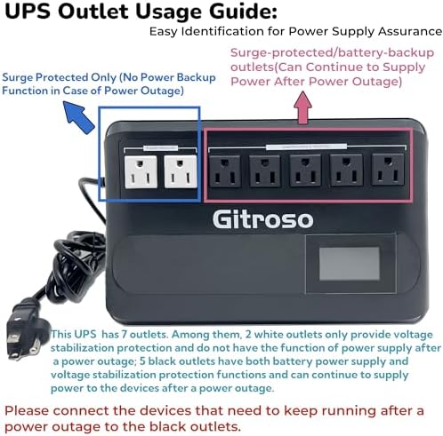 1000VA 500W Offline UPS LCD Battery Backup and Surge Protector for Computer - Image 4