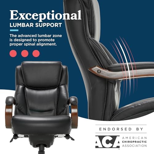 La-Z-Boy Big and Tall Executive Office Chair Lumbar Support, Leather Chair - Image 6