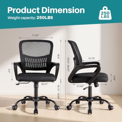 OLIXIS Ergonomic Office Desk Chair, Mid-Back Executive Computer Chair - Image 2