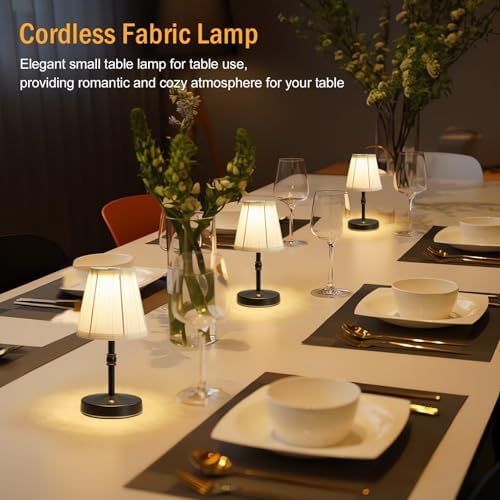 5W LED Cordless Mini Lamp,3000 mah Battery Operated Lamps,3 Color Temperature Dimmable Table Light,Small Rechargeable Lamp,Kitchen Lamps countertop,Restaurant (Black) - Image 4