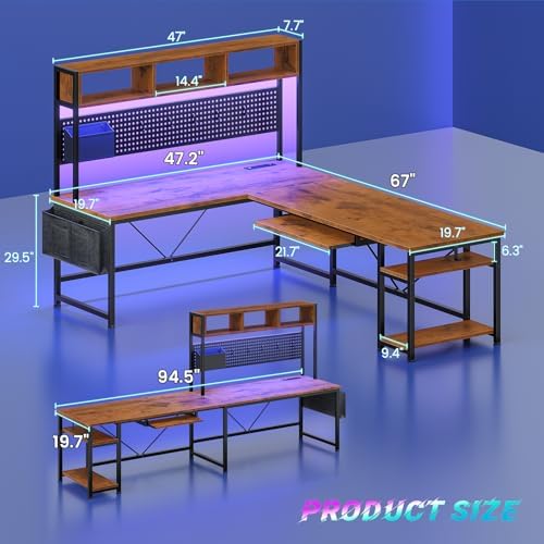 SEDETA L Shaped Computer Desk, Reversible Corner Desk with Power Outlet - Image 2