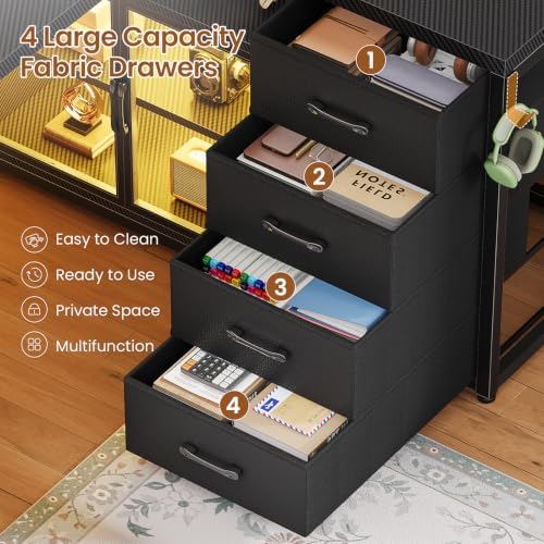 SEDETA 63"x27.6" L Shaped Gaming Desk with 4 Drawers, Carbon Fiber Black - Image 5