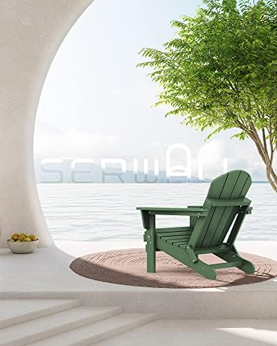 SERWALL Folding Adirondack Chair Set of 6, Lawn Chairs with Cup Holder-Army - Image 5