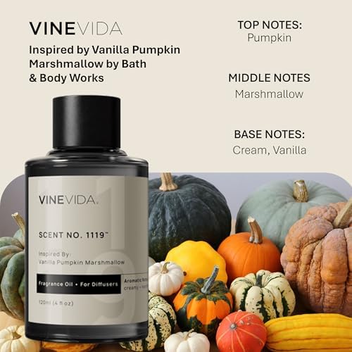VINEVIDA [4 Fl Oz] Scent NO. 1119 Fragrance Oil for Cold Air Diffusers, Aromatic Notes of Marshmallow Cream Pumpkin, Essential Oils for Diffuser Oil Refill & Air Freshener Room Spray - Image 2
