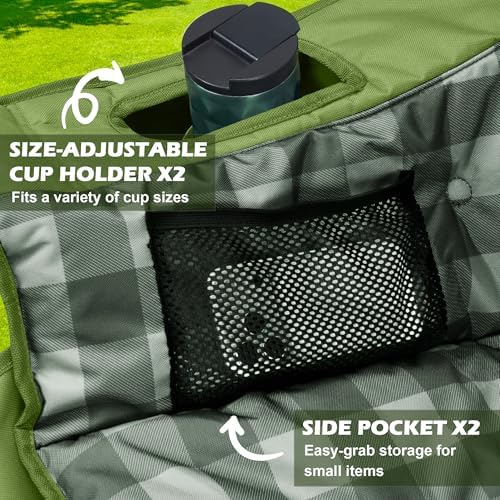 Youtanic 60" Extra Double Camping Chair for Adults, 700lbs Padded Loveseat - Image 5