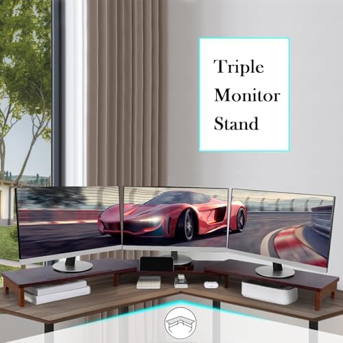 Nnewvante Dual Monitor Riser, 60 inch Bamboo Monitor Stand for Desk, Walnut - Image 6