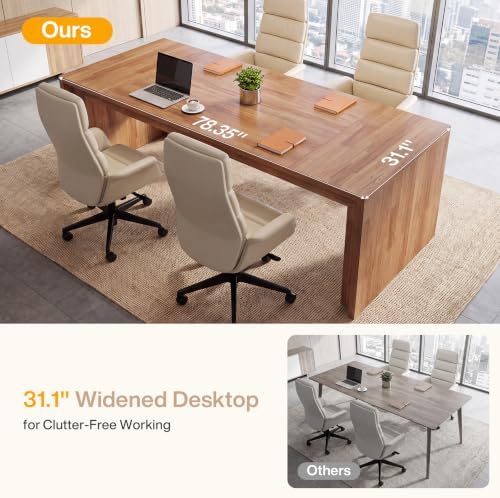 Tribesigns 78-Inch Extra Long Home Office Desk, 2 Person Wood Computer Desk for Office, Rustic Rectangular Writing Table, Easy Assembly, Brown - Image 6