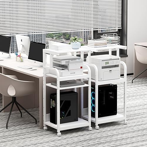 Fannova 4 Tier White Printer Shredder Stand with Storage for Home Office - Image 4
