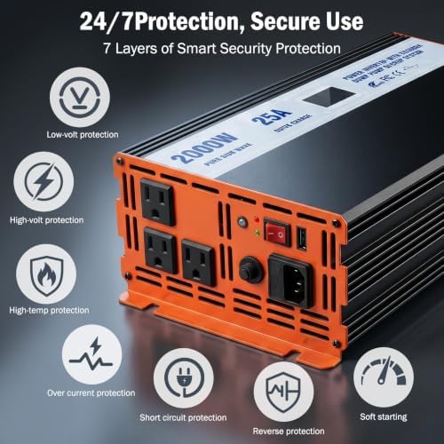 Sump Pump Battery Backup System, 2000W Pure Sine Wave Inverter with LCD Display, Auto Switches to Battery Power for Continuous Sump Pump Operation, for Basement Flood Protection&Power Outage Emergency - Image 3