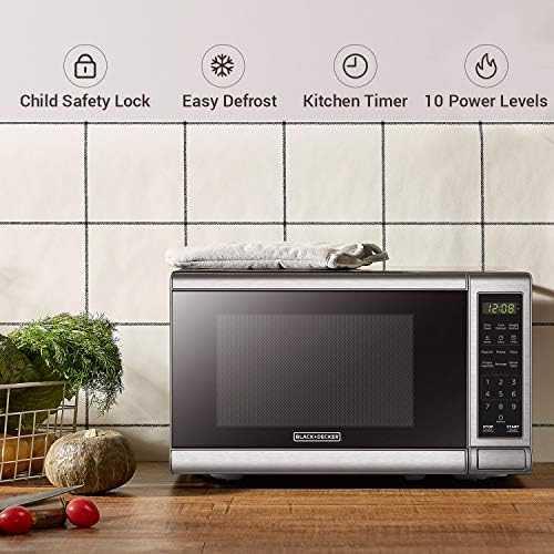 BLACK+DECKER BCRK25V Compact Refrigerator Energy Star Single Door Mini Fridge with Freezer & EM720CB7 Digital Microwave Oven with Turntable Push-Button Door, Child Safety Lock - Image 7