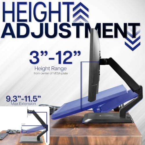 VIVO Premium Single 17 to 32 inch VESA Monitor and Touch Screen Desk Stand with Rotating Base, Freestanding Pneumatic Height Adjustable Arm, 12 inch Maximum Screen Height, Black, STAND-V001R - Image 4