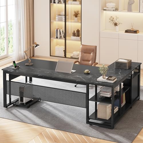 UPOSOJA 71" L Shaped Executive Desk, Office Desk with Storage Drawers - Image 3