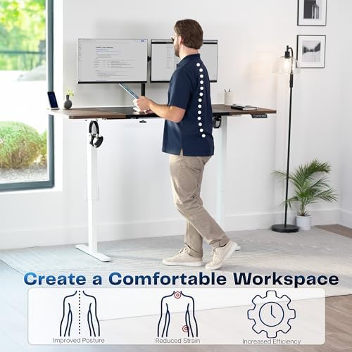 VIVO Black/Vintage Brown 71 x 30 in Standing Desk, DESK-KIT-1W7BN - Image 3