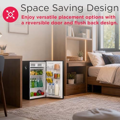 FRIGIDAIRE EFR376-BLACK 3.1 Cu Ft Black Retro Bar Fridge with Side Bottle Opener - Image 6