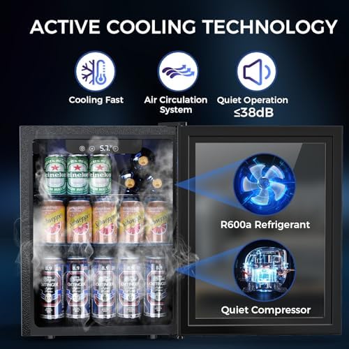 Electactic Mini Fridge 68 Can Beverage Refrigerator Cooler, 1.7 Cu.Ft Drink Fridge forSoda Wine Beer, Digital Temperature Control Cooler for Home, Dorm, Bar - Image 3
