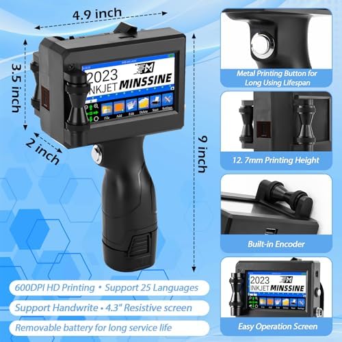 Handheld Inkjet Printer Gun MS-Z10 with 42ml Quick-Drying Ink Cartridge Portable Handheld Printer for Text/Barcode/Logo/QRCode/Counter/Batch Number/Date Coder(Printing Height: 0.08-0.5Inch) - Image 6